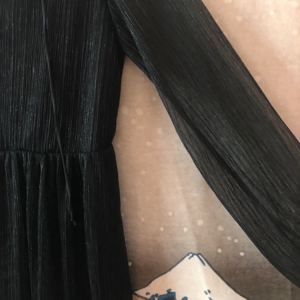 Long, sheer sleeve, short length dress